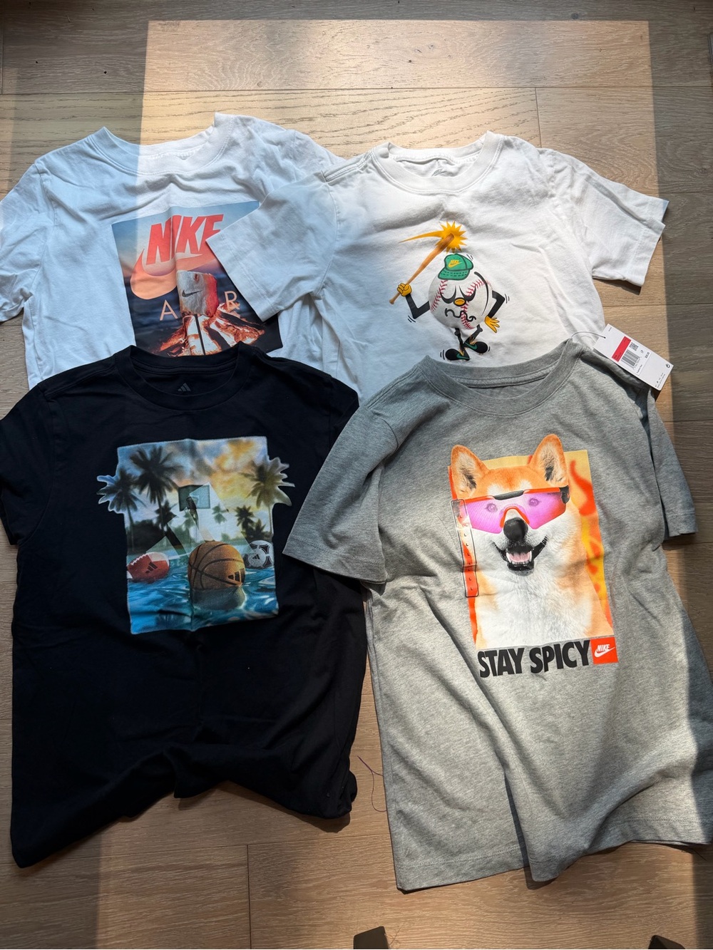 Boys Youth Graphic T Shirt Bundle (4) — Nike & Adidas Size Medium and Large